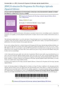 Evaluacion-De-Programas-En-Psicologia-Aplicada-Spanish-Edition ...