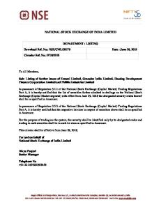 Listing of further issues of Emami Limited, Granules India ... - NSE