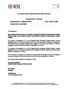 NSE/CML/37257 Date : March 21, 2018 Circular Re