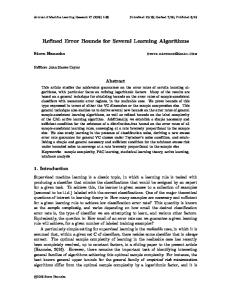 Refined Error Bounds for Several Learning Algorithms - Steve Hanneke