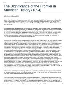 The Significance of the Frontier in American History (1894) | AHA.pdf ...
