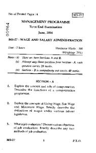 WAGE AND SALARY ADMINISTRATION